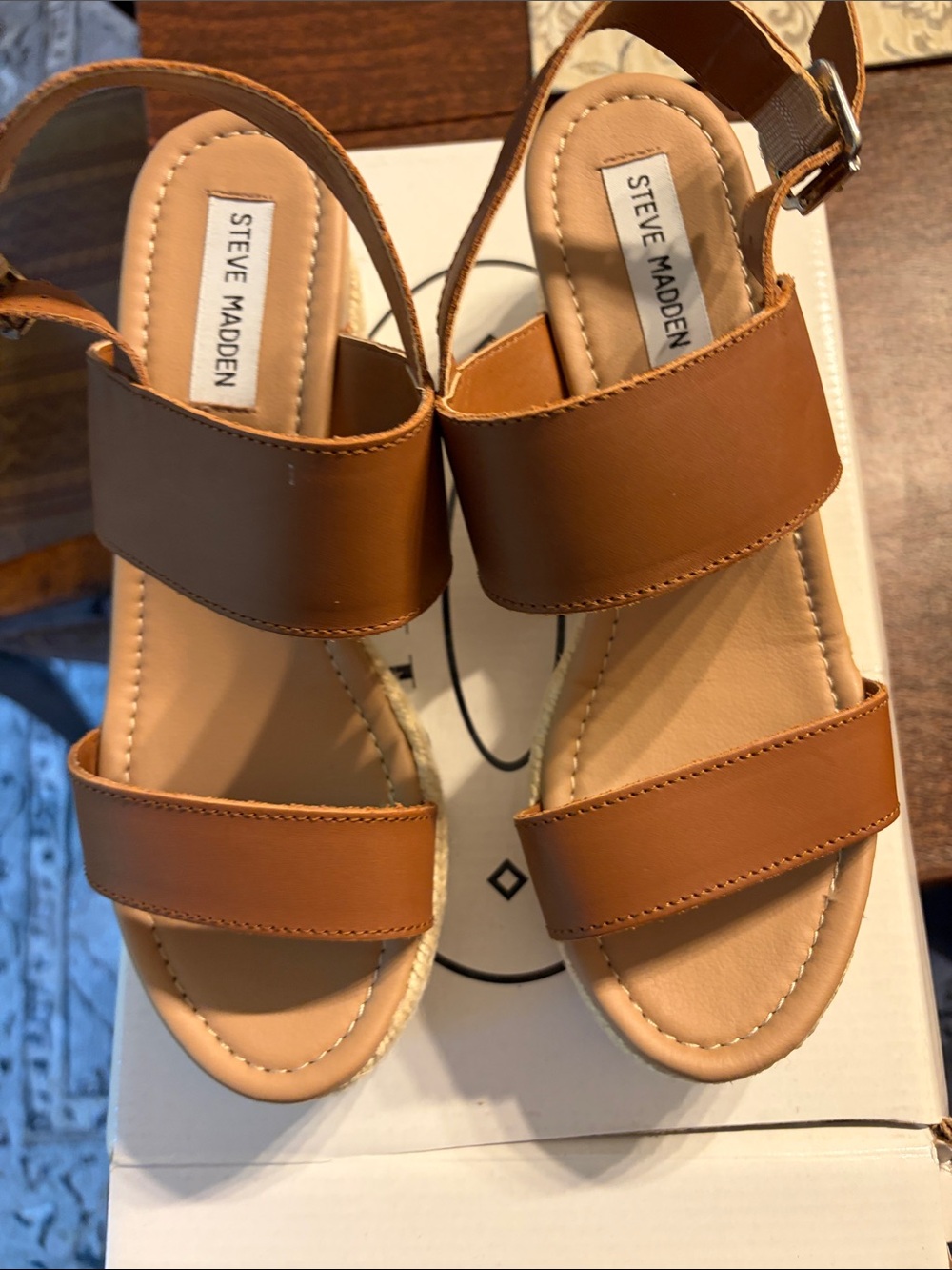 Steve Madden Brown Double-Strap Leather Sandal